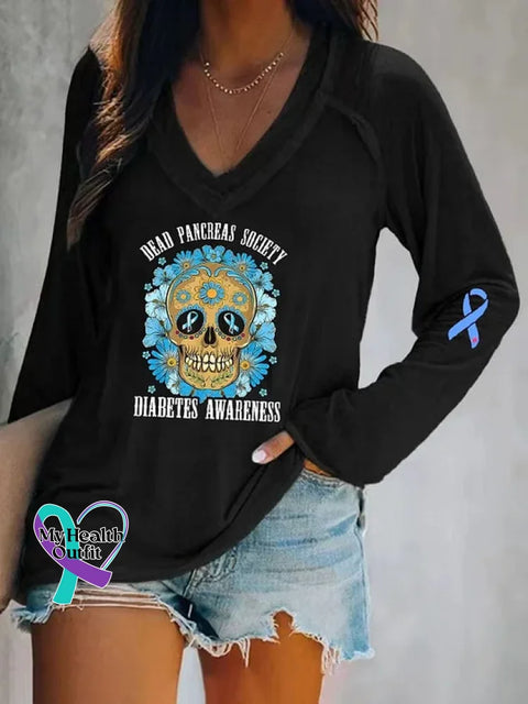 Diabetes Awareness Art Print Casual Sweatshirt Black / S
