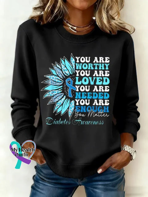 Diabetes Awareness Awareness Art Print Casual Sweatshirt Black / S