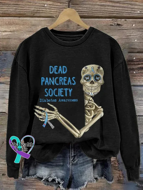 Diabetes Awareness Art Print Casual Sweatshirt Black / S