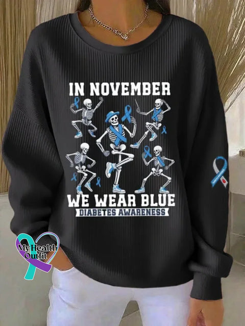 Diabetes Awareness Awareness Art Print Casual Sweatshirt Black / S