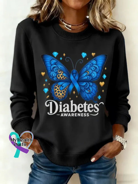 Diabetes Awareness Awareness Art Print Casual Sweatshirt Black / S