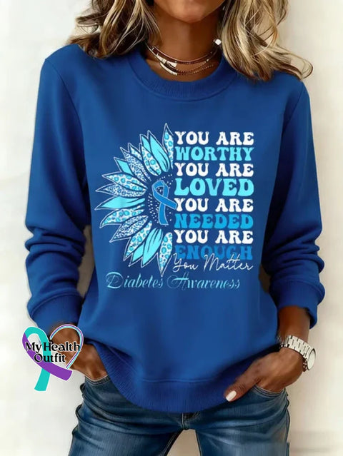 Diabetes Awareness Awareness Art Print Casual Sweatshirt Blue / S