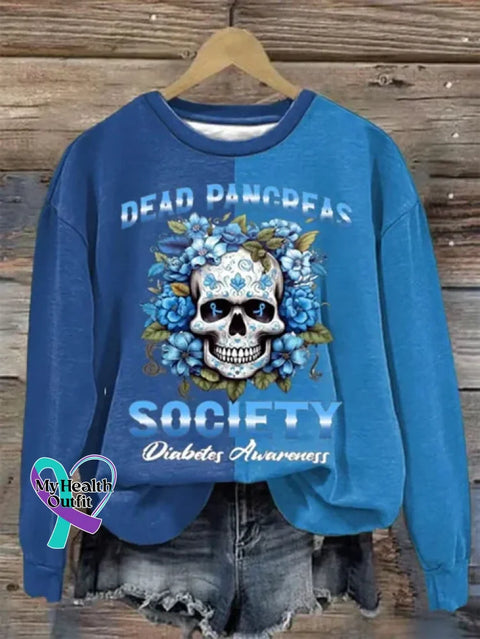 Diabetes Awareness Awareness Art Print Casual Sweatshirt Blue / S