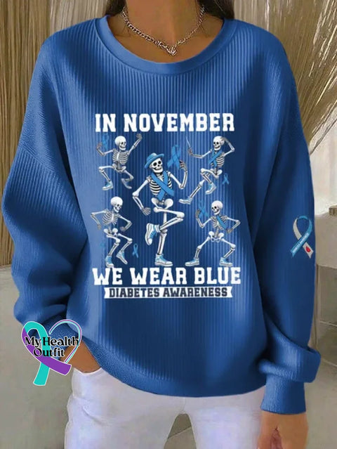 Diabetes Awareness Awareness Art Print Casual Sweatshirt Blue / S