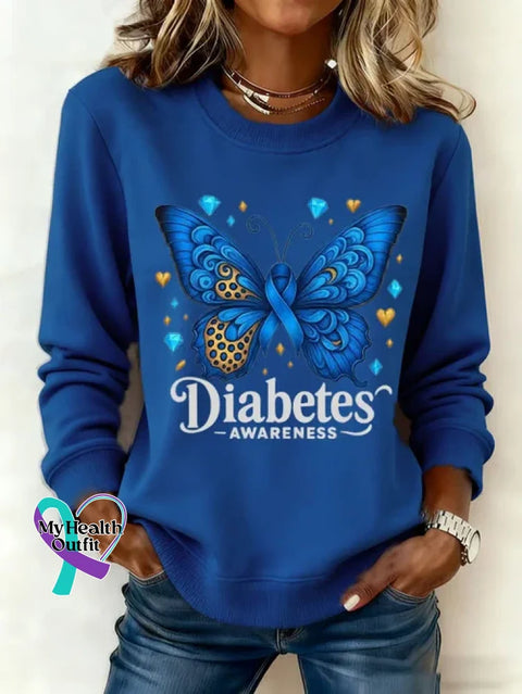 Diabetes Awareness Awareness Art Print Casual Sweatshirt Blue / S