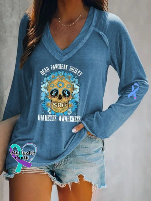 Diabetes Awareness Art Print Casual Sweatshirt Blue / S