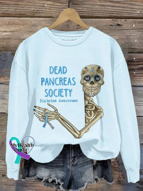 Diabetes Awareness Art Print Casual Sweatshirt Blue / S