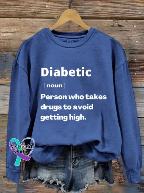 Diabetes Awareness Art Print Casual Sweatshirt Blue / S