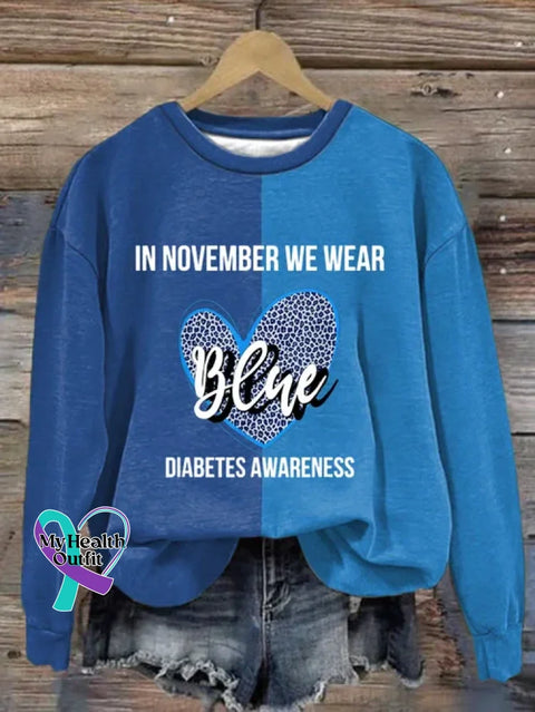 Diabetes Awareness Awareness Art Print Casual Sweatshirt Blue / S