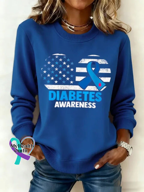 Diabetes Awareness Awareness Art Print Casual Sweatshirt Blue / S