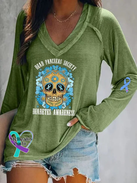 Diabetes Awareness Art Print Casual Sweatshirt Green / S
