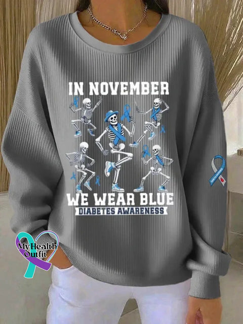 Diabetes Awareness Awareness Art Print Casual Sweatshirt Grey / S