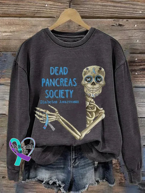 Diabetes Awareness Art Print Casual Sweatshirt Grey / S