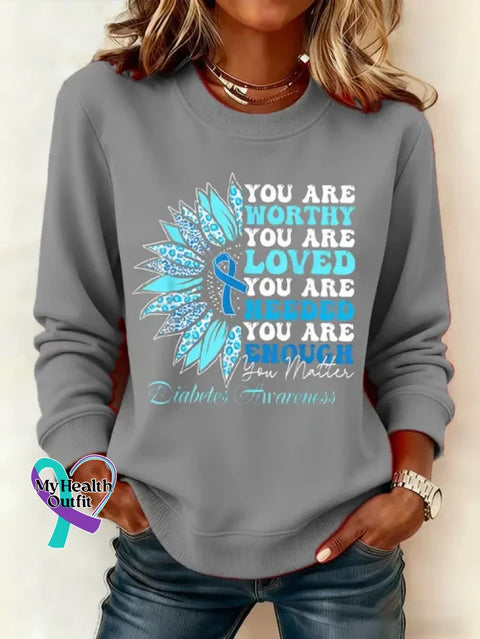 Diabetes Awareness Awareness Art Print Casual Sweatshirt Grey / S