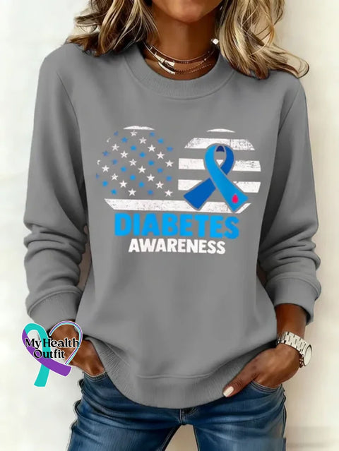 Diabetes Awareness Awareness Art Print Casual Sweatshirt Grey / S