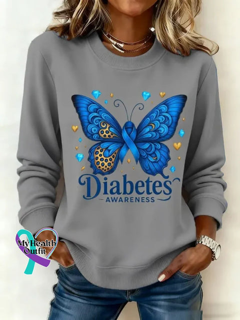 Diabetes Awareness Awareness Art Print Casual Sweatshirt Grey / S