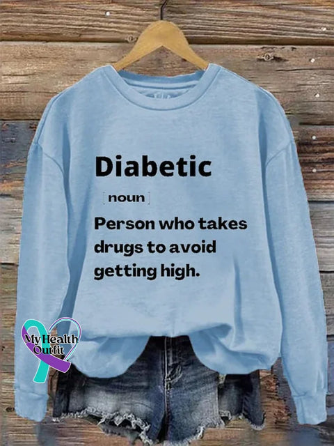 Diabetes Awareness Art Print Casual Sweatshirt LightBlue / S