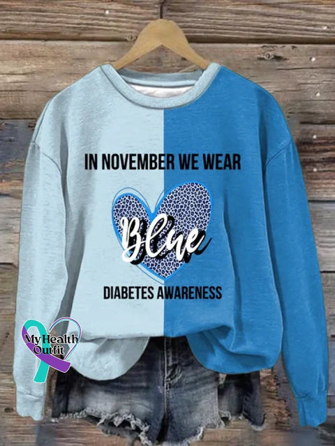 Diabetes Awareness Awareness Art Print Casual Sweatshirt LightBlue / S