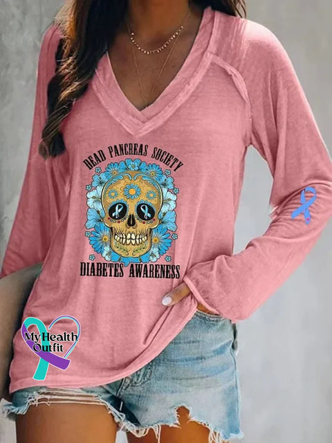 Diabetes Awareness Art Print Casual Sweatshirt Pink / S