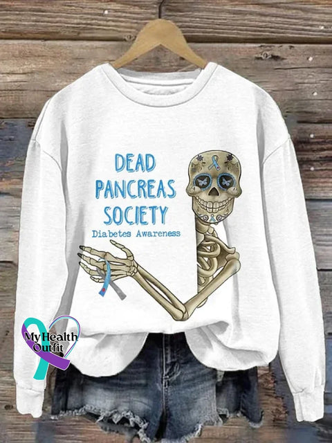 Diabetes Awareness Art Print Casual Sweatshirt White / S