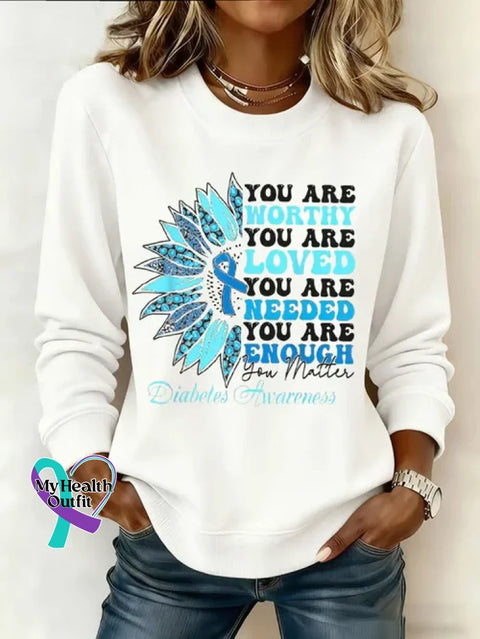 Diabetes Awareness Awareness Art Print Casual Sweatshirt White / S