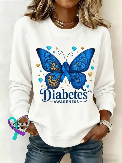 Diabetes Awareness Awareness Art Print Casual Sweatshirt White / S