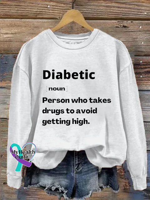 Diabetes Awareness Art Print Casual Sweatshirt White / S