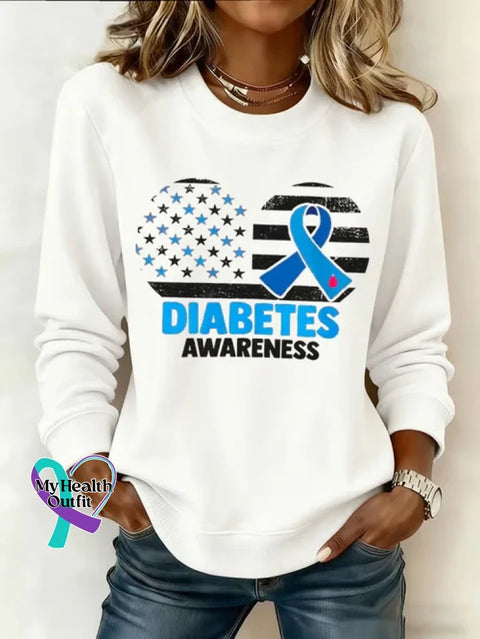 Diabetes Awareness Awareness Art Print Casual Sweatshirt White / S
