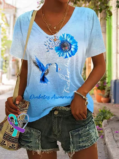 Diabetes Awareness Art Print T-shirt Blue / S