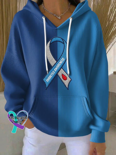 Diabetes Awareness Cotton Casual Hoodie Sweatshirt Multicolor / S