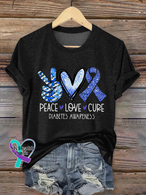Diabetes Awareness Crew Neck T-Shirt S / Black