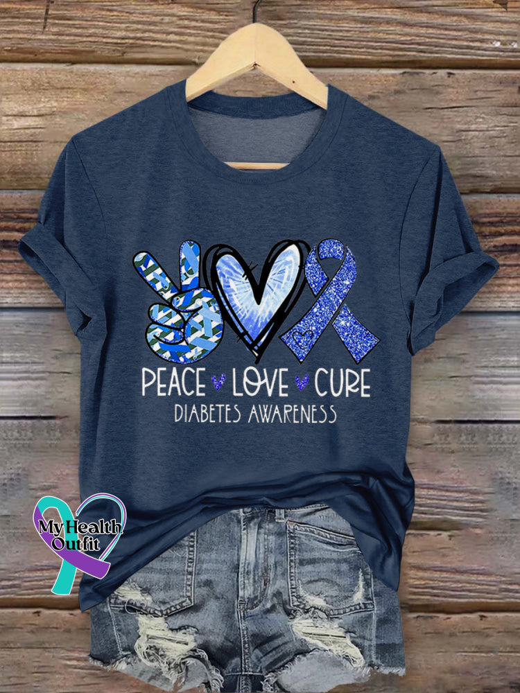 Diabetes Awareness Crew Neck T-Shirt S / Navy Blue