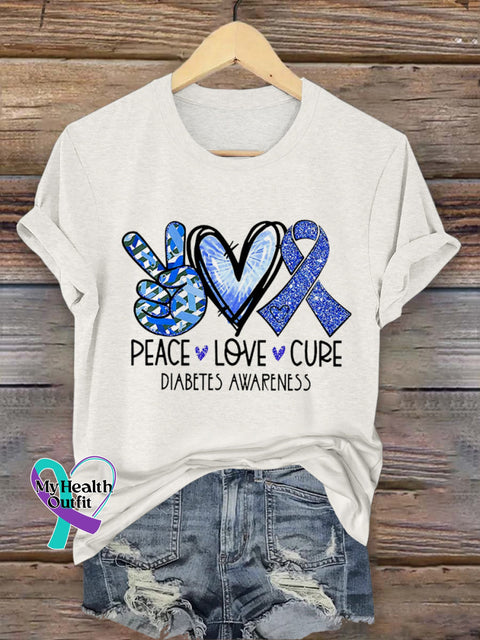 Diabetes Awareness Crew Neck T-Shirt S / White