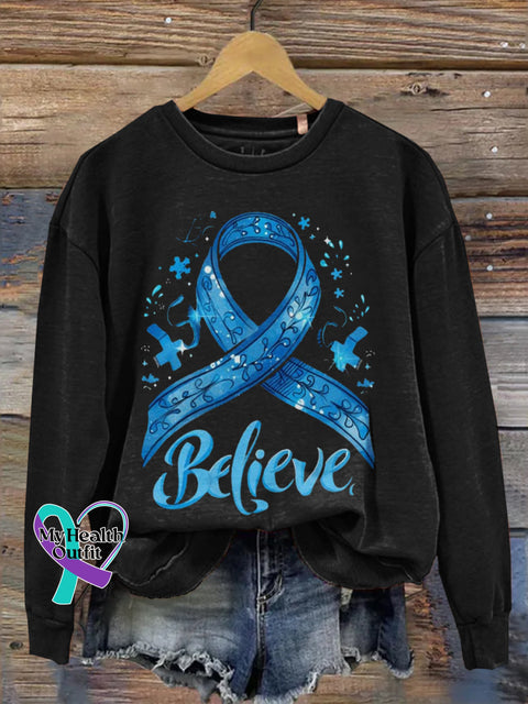 Diabetes Awareness Long Sleeve Crew Neck Sweatshirt S / Black
