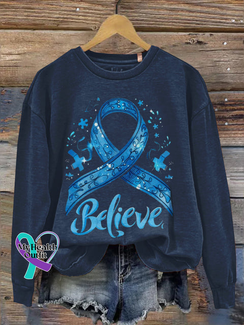 Diabetes Awareness Long Sleeve Crew Neck Sweatshirt S / Navy Blue