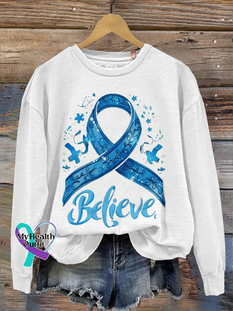 Diabetes Awareness Long Sleeve Crew Neck Sweatshirt S / White
