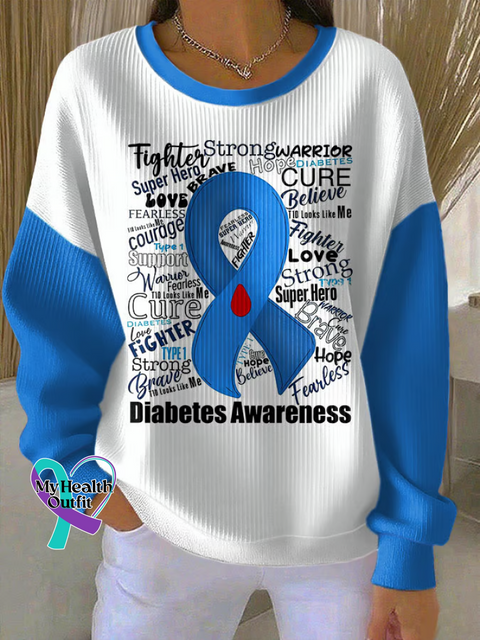 Diabetes Awareness Month Print Casual Sweatshirt Multicolor / S