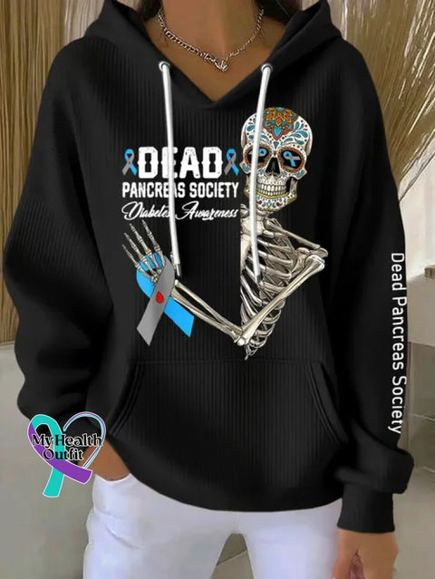 Diabetes Awareness Print Casual Hoodie Sweatshirt Black / S