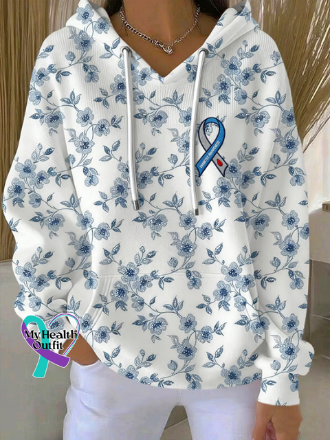 Diabetes Awareness Print Casual Hoodie Sweatshirt Multicolor / S