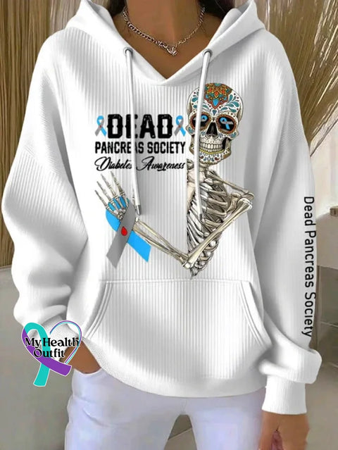 Diabetes Awareness Print Casual Hoodie Sweatshirt White / S