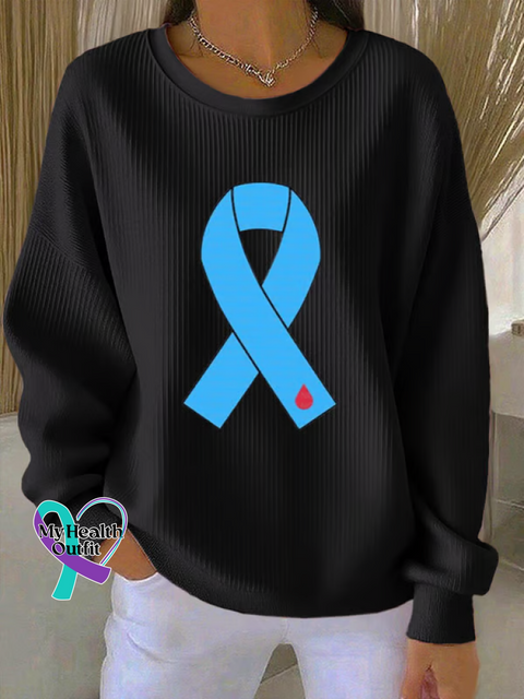 Diabetes Awareness Print Casual Sweatshirt Black / S