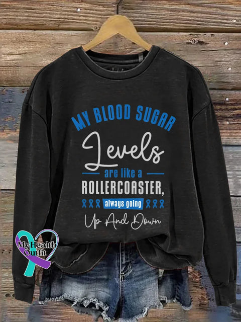 Diabetes Awareness Print Casual Sweatshirt Black / S