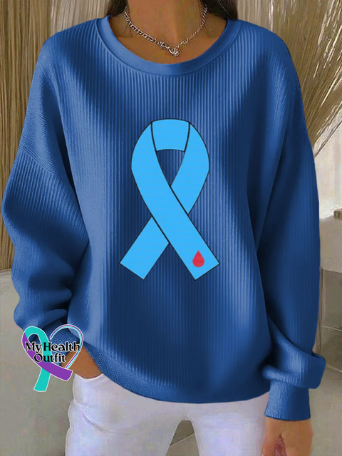 Diabetes Awareness Print Casual Sweatshirt Blue / S
