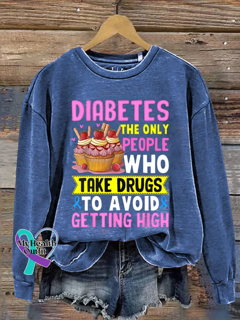 Diabetes Awareness Print Casual Sweatshirt Blue / S