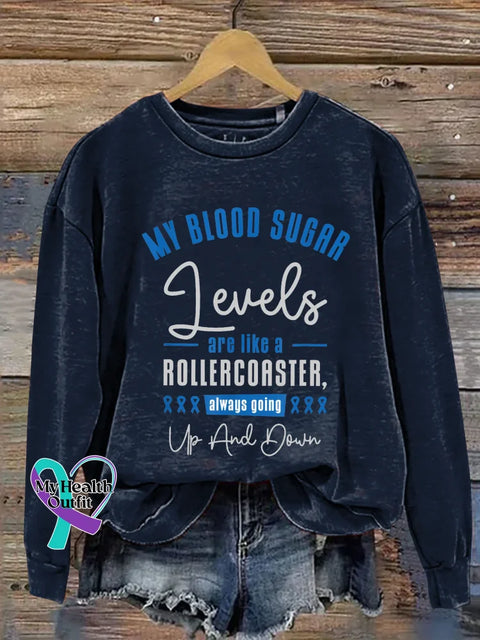 Diabetes Awareness Print Casual Sweatshirt DarkBlue / S