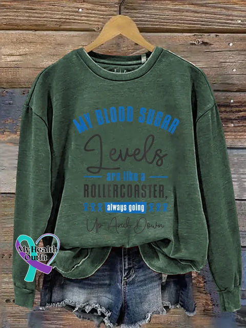 Diabetes Awareness Print Casual Sweatshirt Green / S