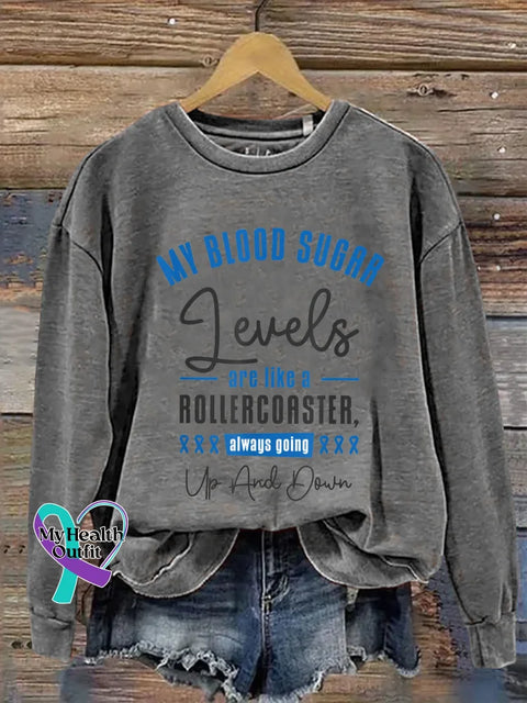 Diabetes Awareness Print Casual Sweatshirt Grey / S
