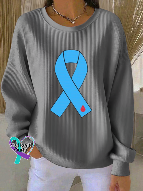 Diabetes Awareness Print Casual Sweatshirt Grey / S