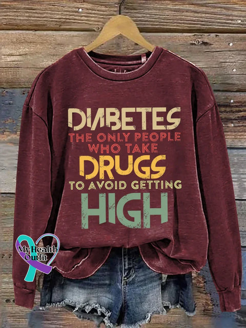 Diabetes Awareness Print Casual Sweatshirt Red / S