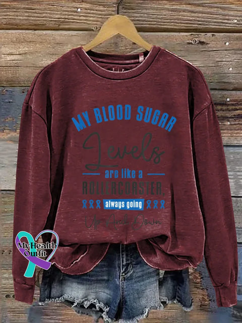 Diabetes Awareness Print Casual Sweatshirt Red / S